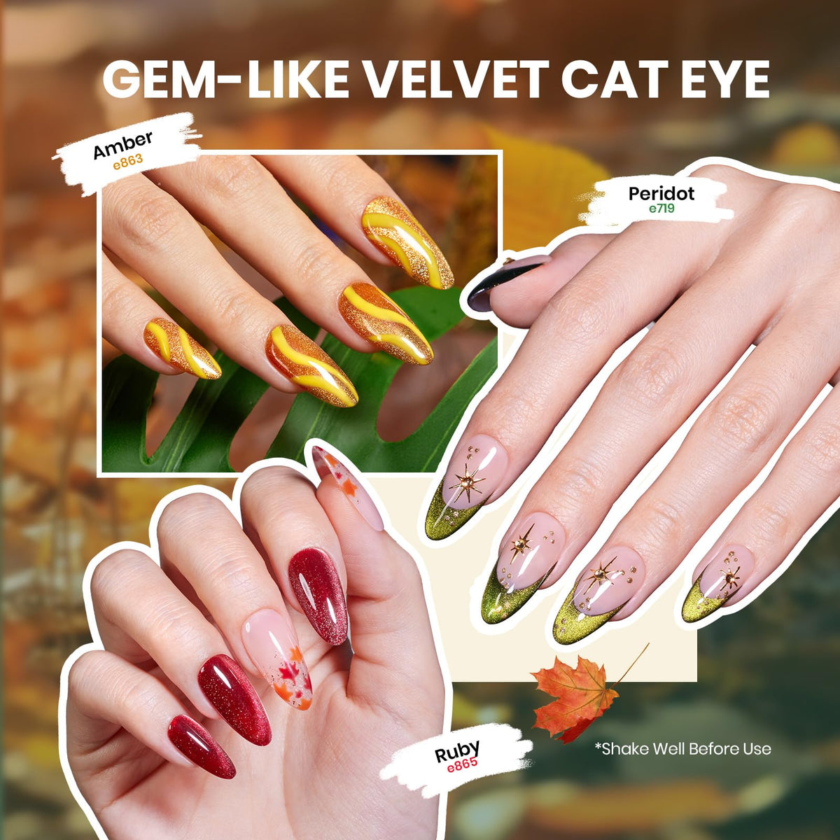 beetles Gel Polish Cat Eye Gel Nail Polish in olive green shade
