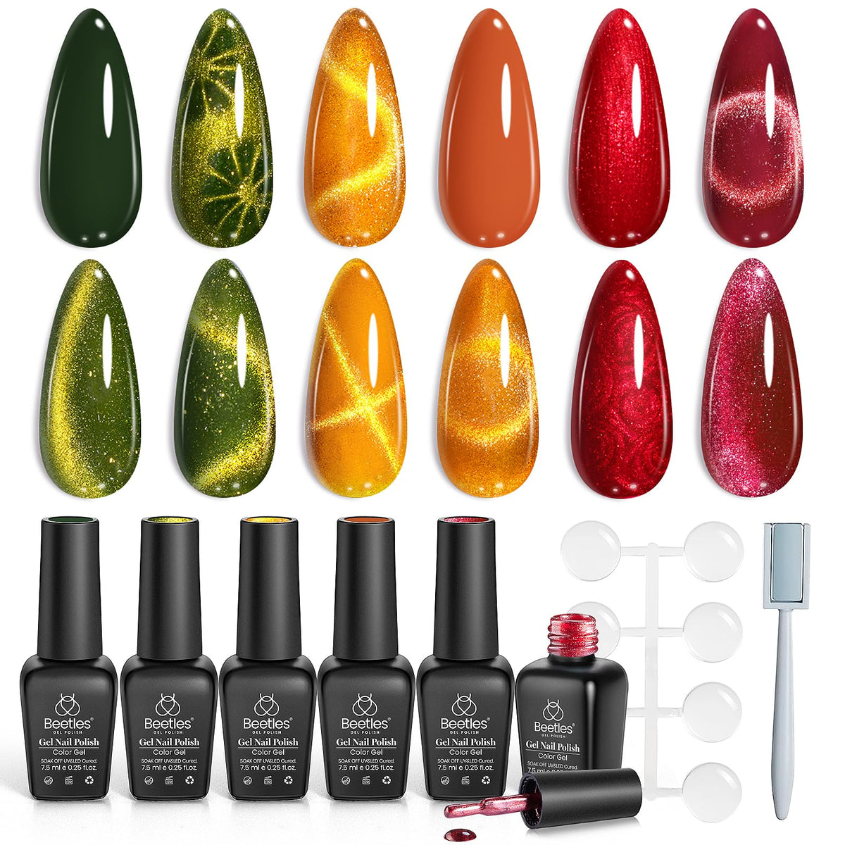 beetles Gel Polish Cat Eye Gel Nail Polish Set front view with six bottles