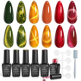 beetles Gel Polish Cat Eye Gel Nail Polish Set front view with six bottles