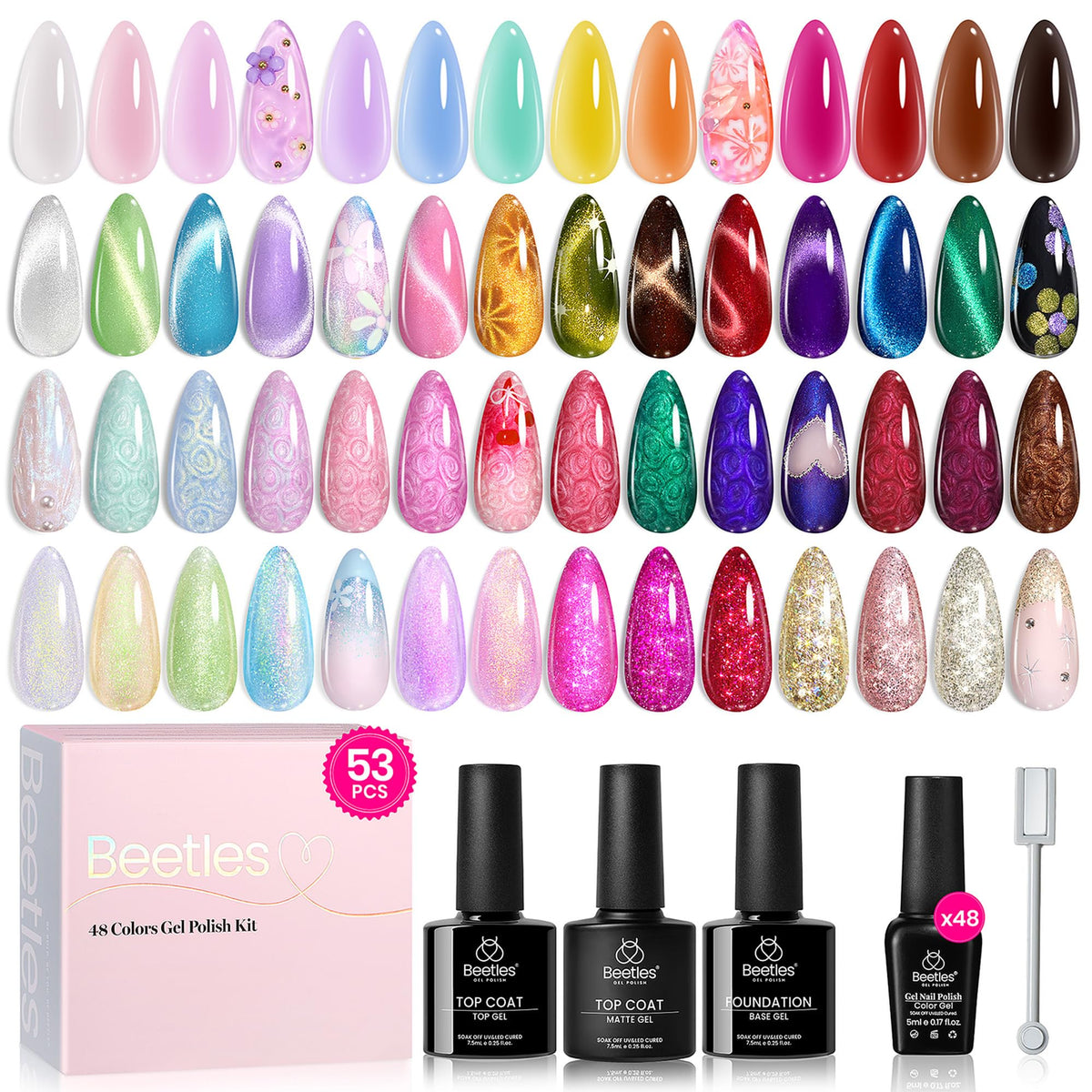 beetles Gel Polish Cat Eye Gel Nail Polish Set with 48 colours