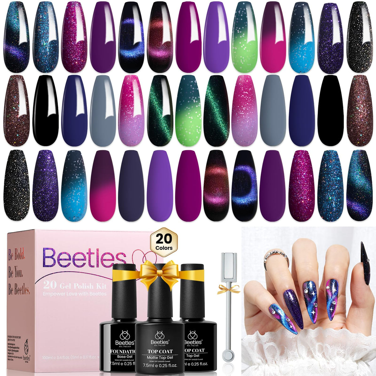 beetles Gel Polish Cat Eye Gel Polish Set 24Pcs with various colours