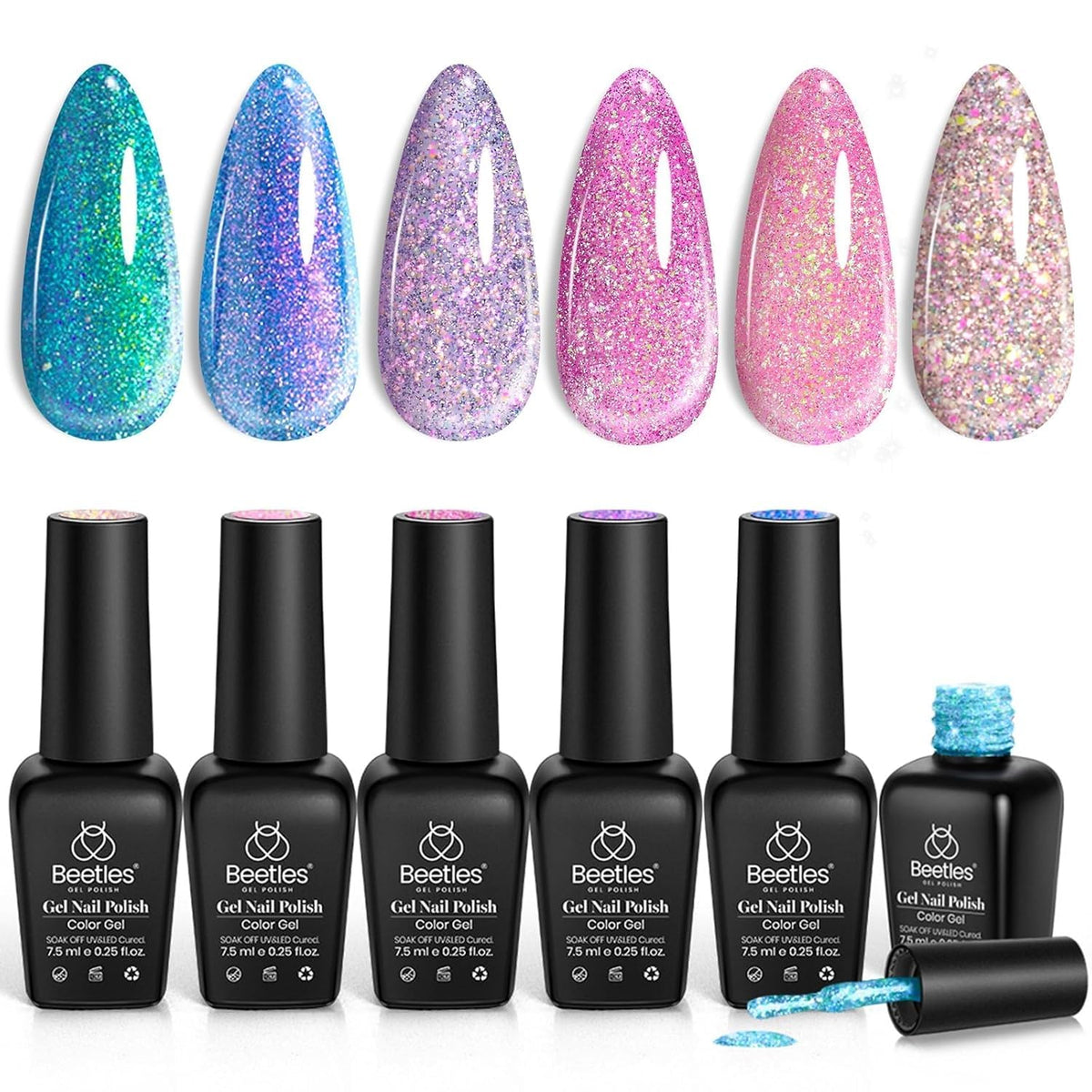 beetles Gel Polish Chameleon Gel Nail Polish Set front view with six colours