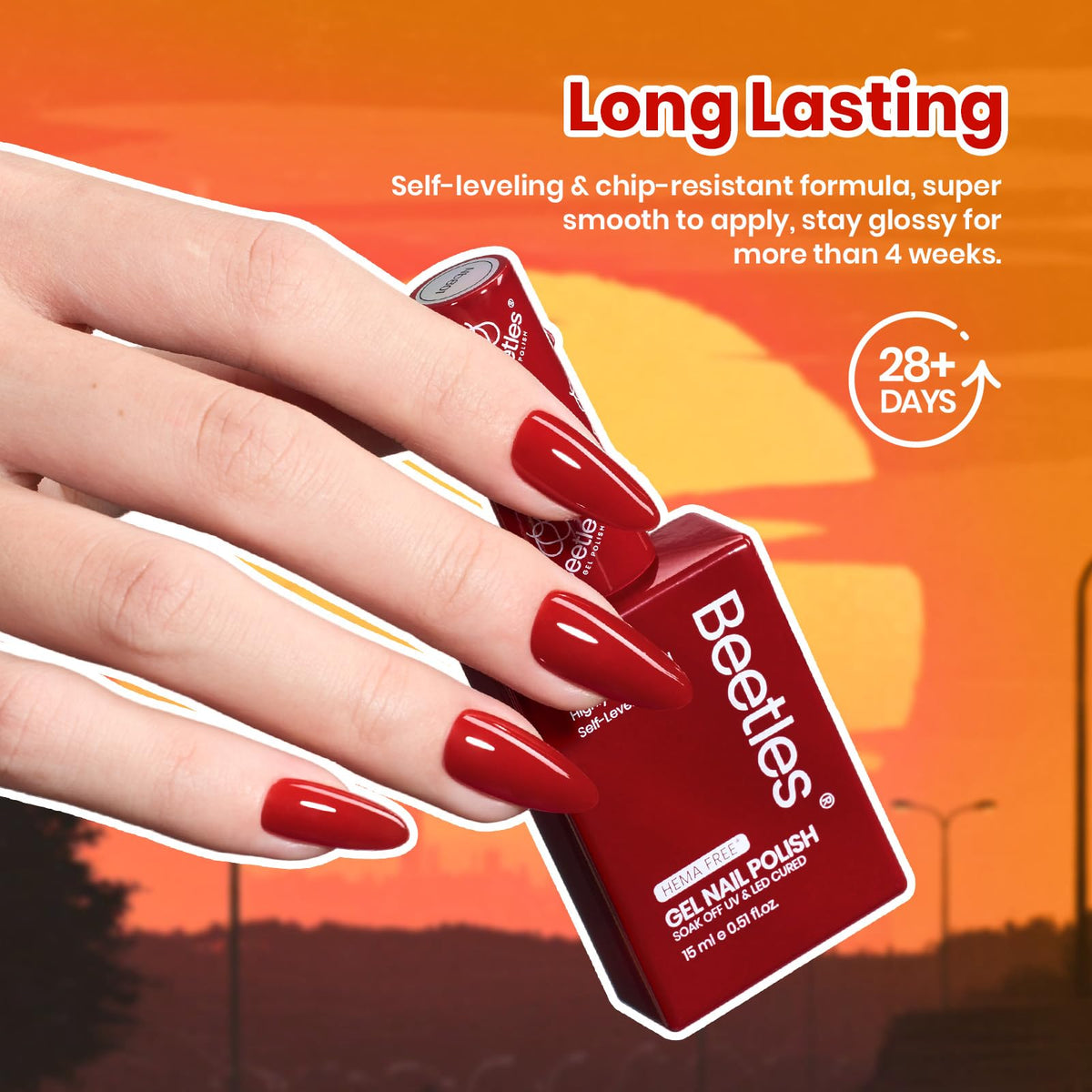 beetles Gel Polish close-up of bold red shade