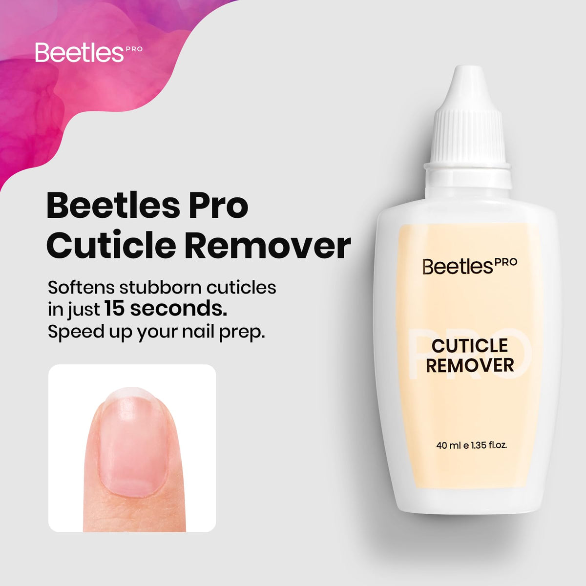 beetles Gel Polish Cuticle Remover 40ml bottle side view