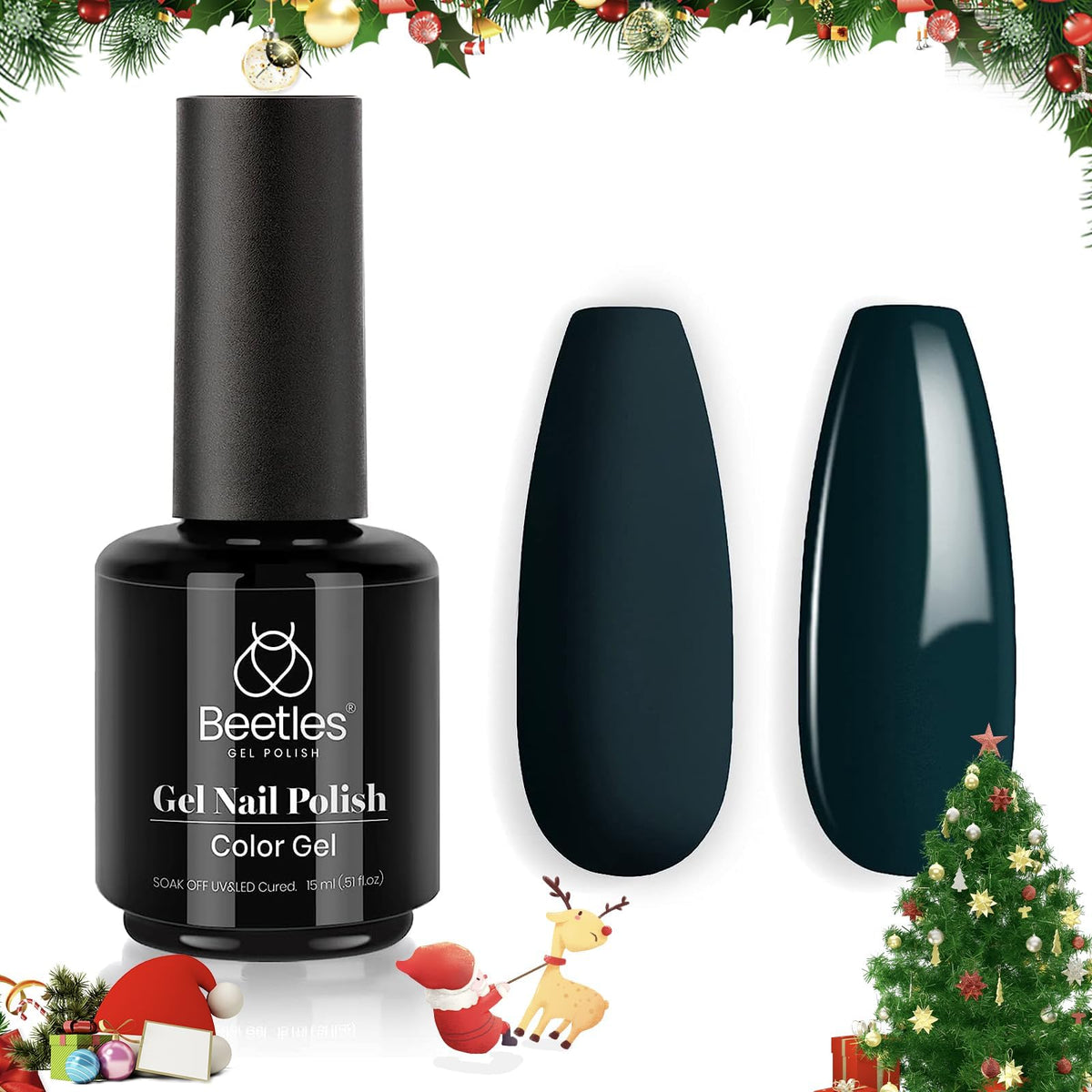 beetles Gel Polish Dark Teal Gel Nail Polish 15ML Aegean close-up of brush