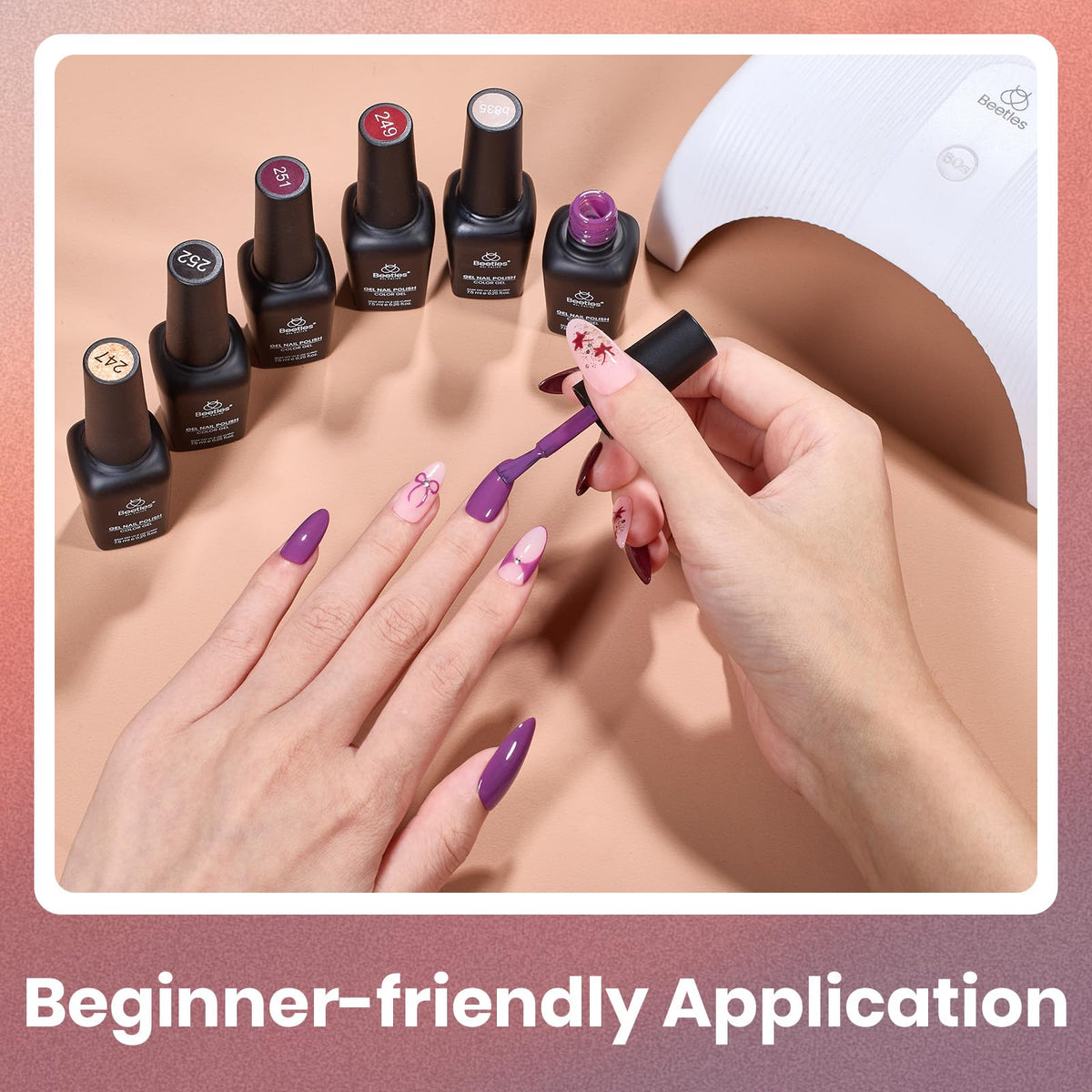 beetles Gel Polish demonstrating deep plum colour on nails