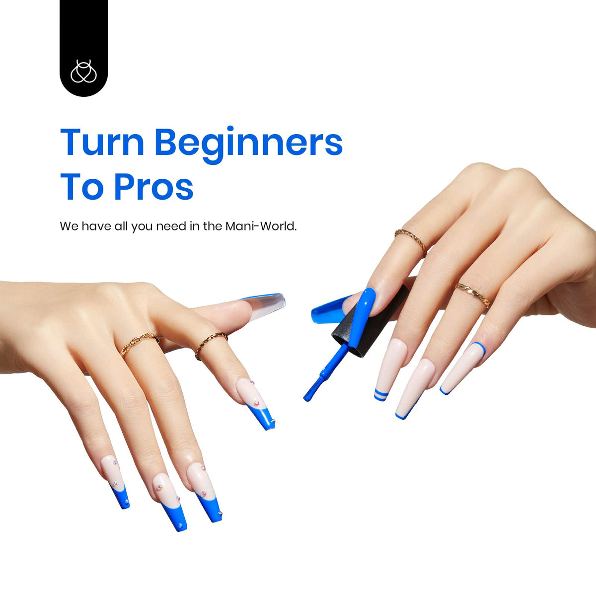beetles Gel Polish Electric Punk 15ML blue gel nail polish applied on nails