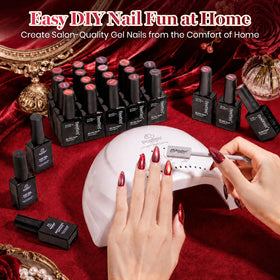 beetles Gel Polish elegant manicure using red shades