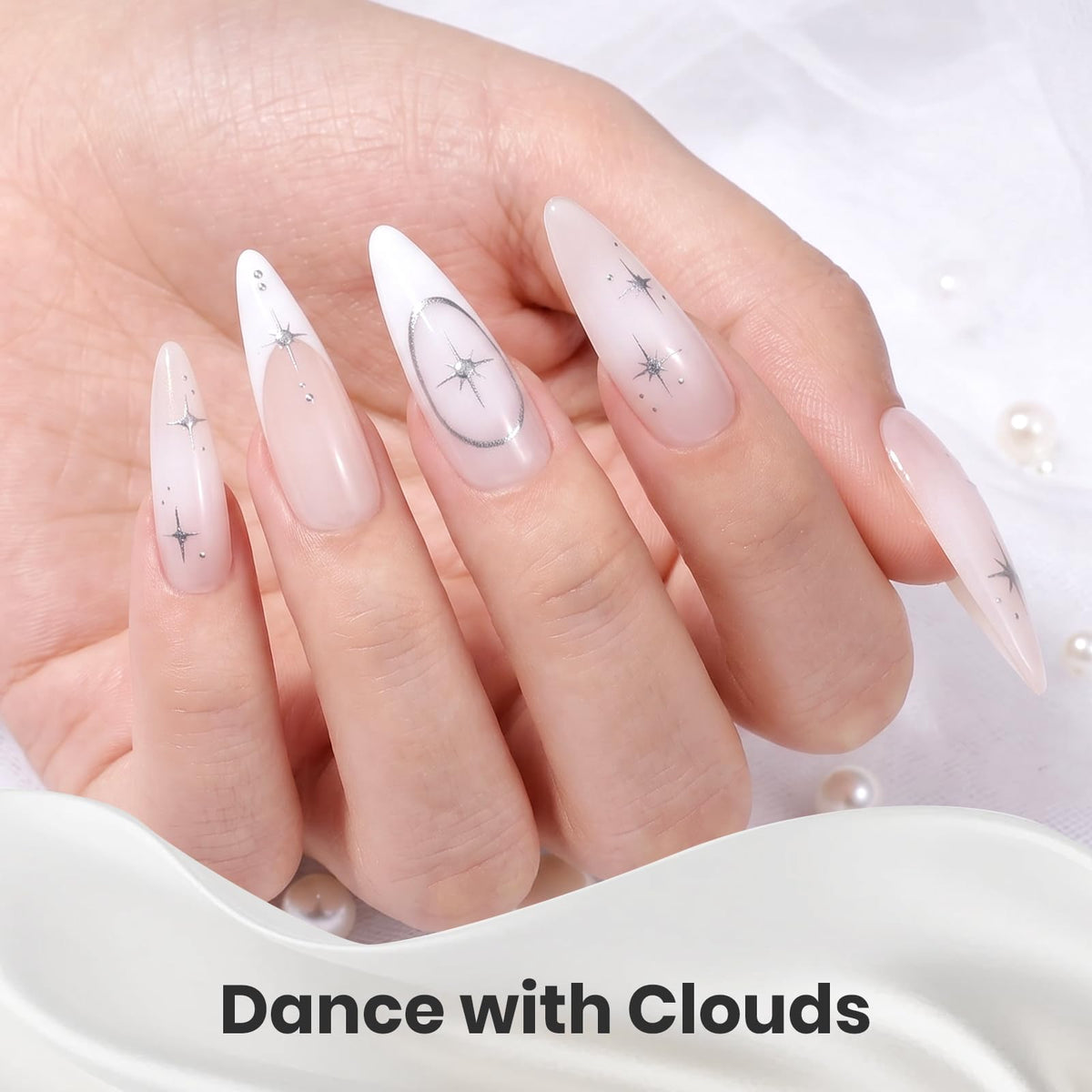 beetles Gel Polish elegant nail art with silver glitter