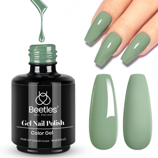 beetles Gel Polish Eucalyptus Green Gel Nail Polish 15ML front view