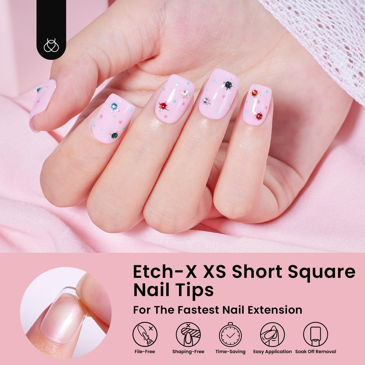 beetles Gel Polish Extra Short Square Nail Tips assorted sizes