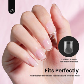 beetles Gel Polish Extra Short Square Nail Tips in use