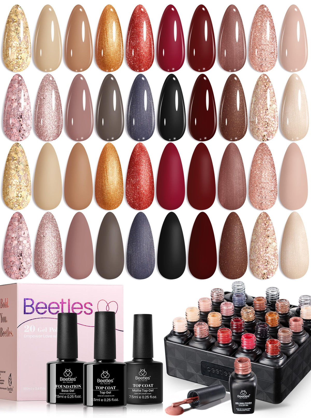beetles Gel Polish Fall Gel Nail Polish Set 20 colors front view