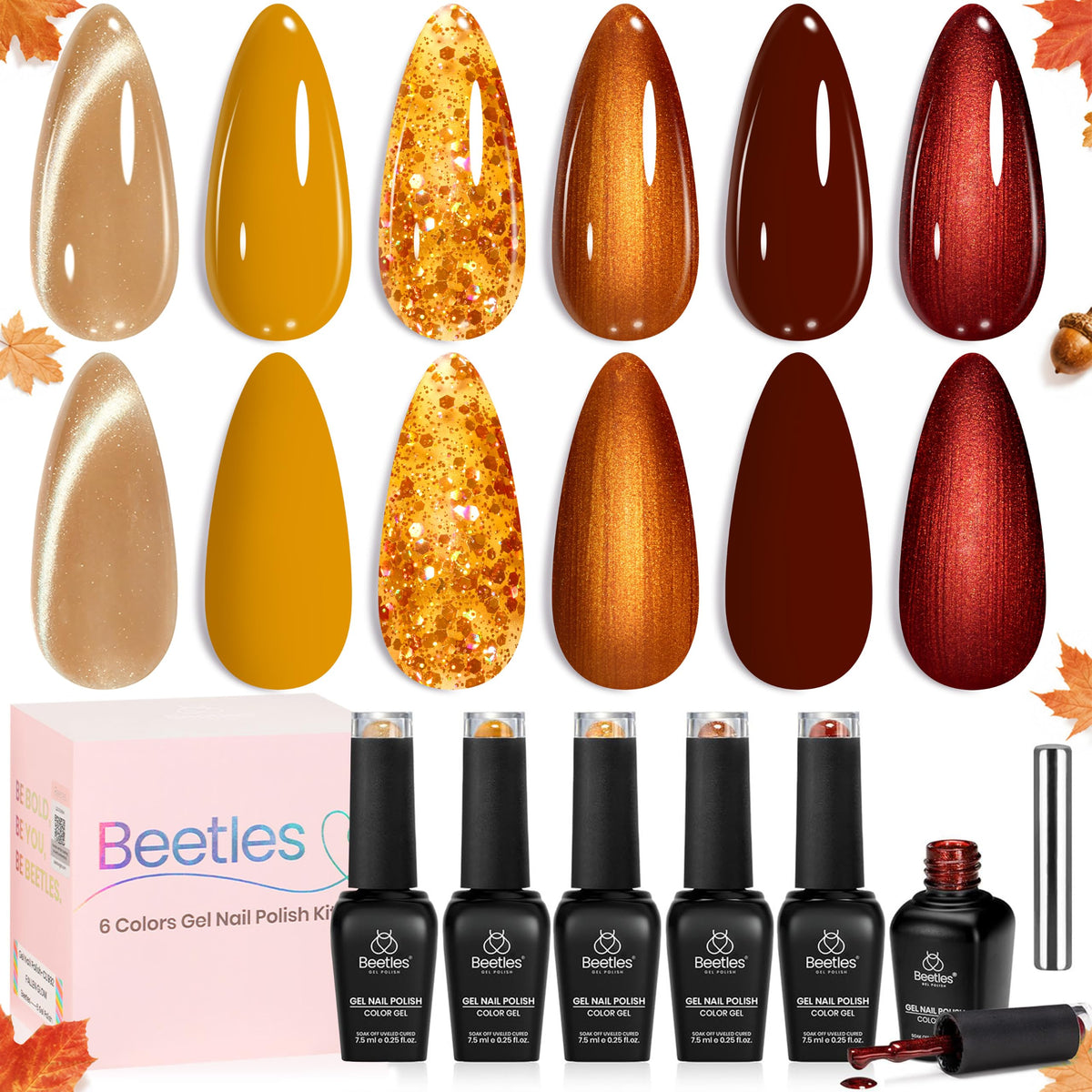 beetles Gel Polish Fall Gel Nail Polish Set with six bottles