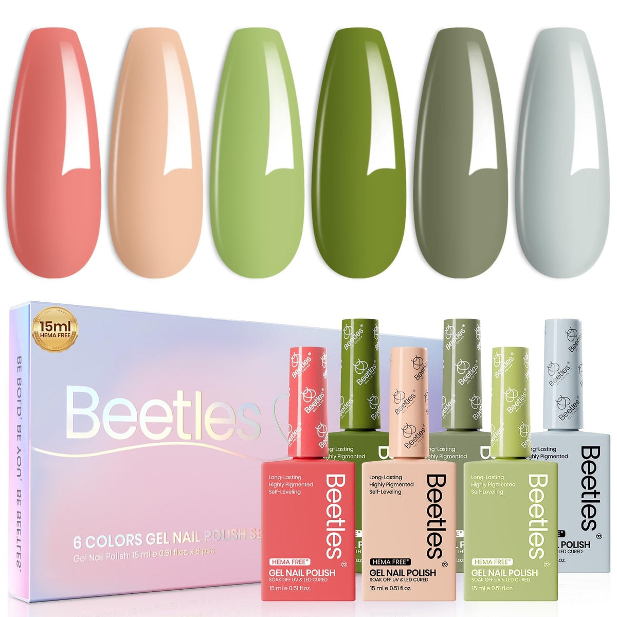 beetles Gel Polish Fall Gel Polish Set 6 bottles front view
