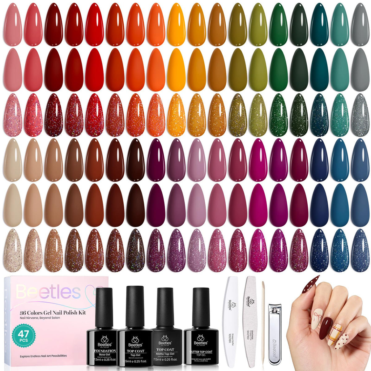 beetles Gel Polish Fall Gel Polish Set with 36 autumn colours
