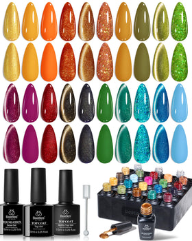 beetles Gel Polish Fall Set 20 colors with cat eye and glitter finishes