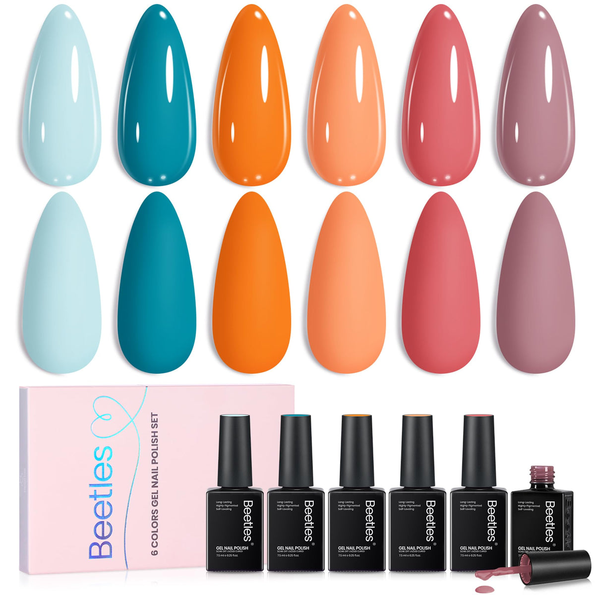 beetles Gel Polish Fall Set 6 colours front view