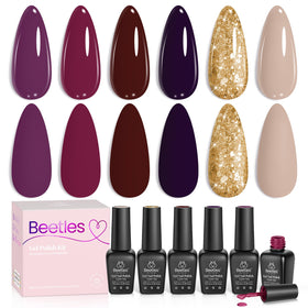 beetles Gel Polish Fall Set 6 shades including burgundy and plum