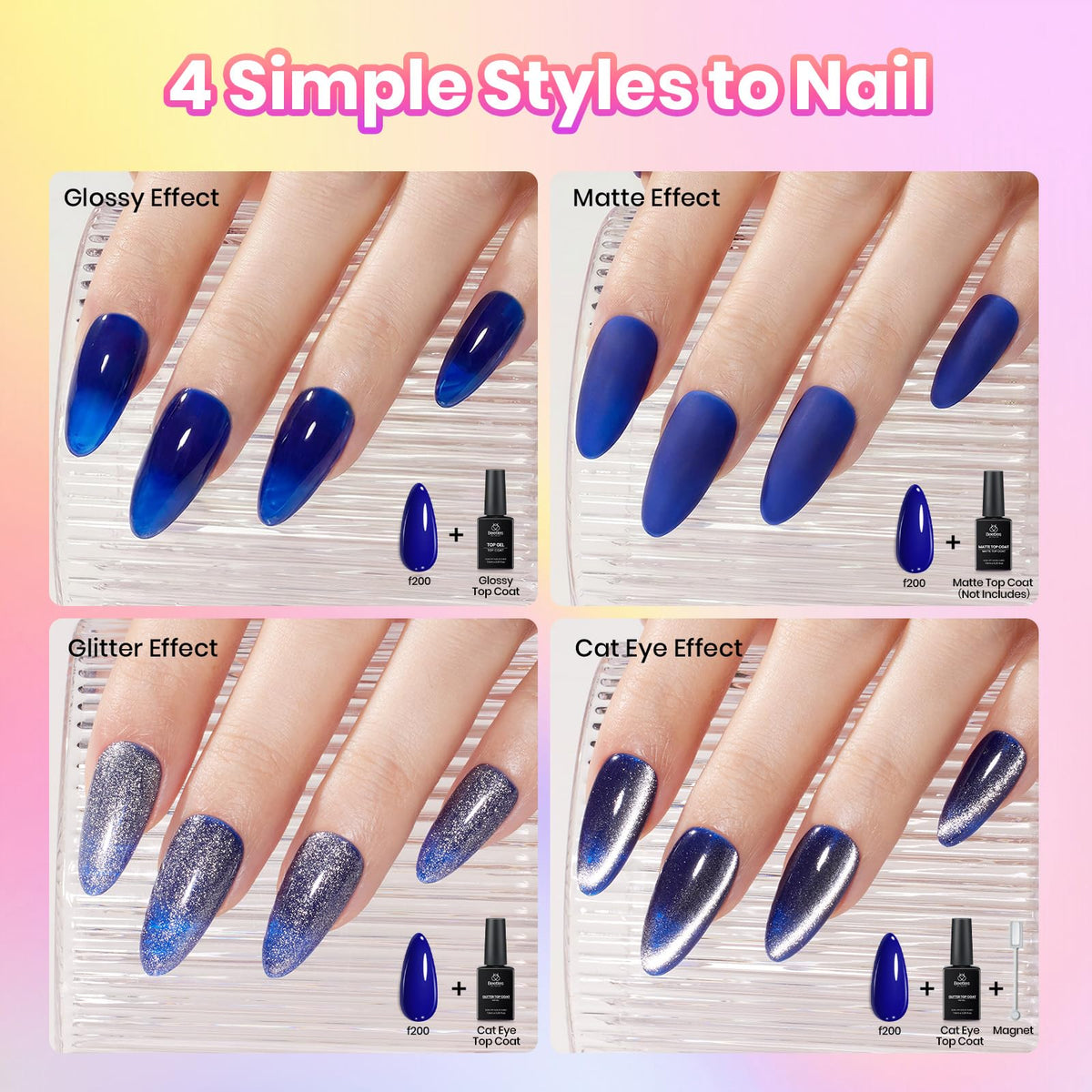 beetles Gel Polish Fall Set cat eye top coat with magnet