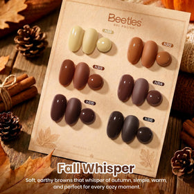 beetles Gel Polish Fall Whisper Collection swatches showing 6 colours
