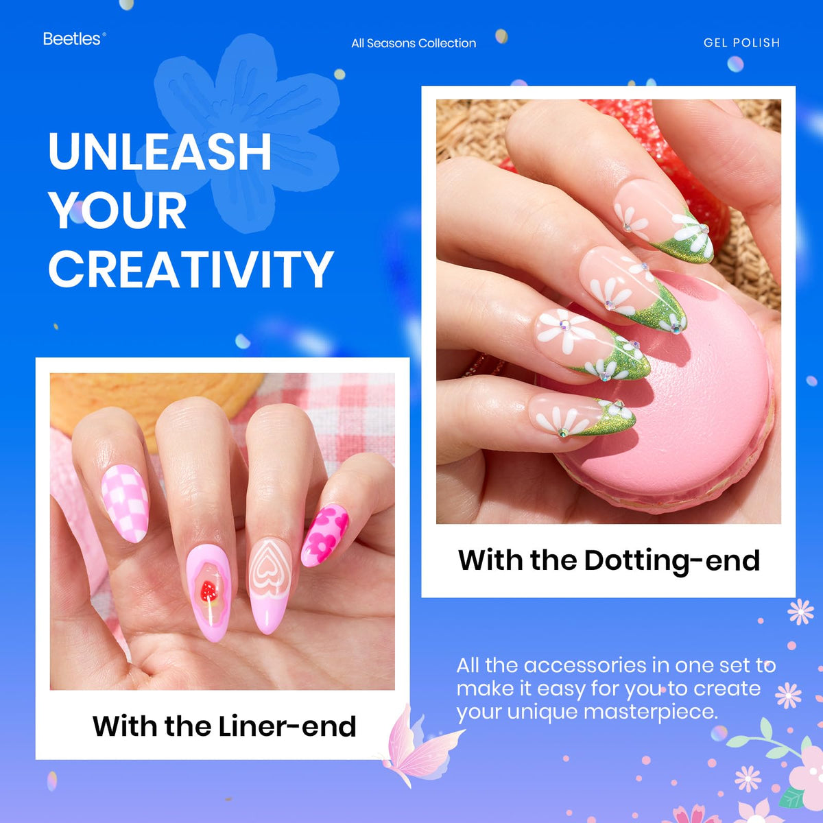 beetles Gel Polish fireworks stickers and nail art brush