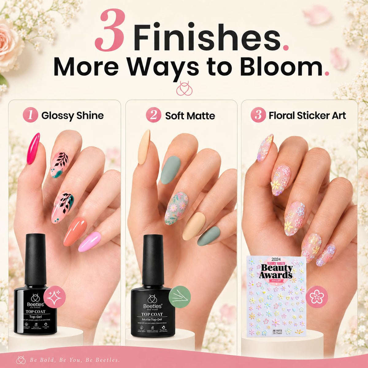 beetles Gel Polish flower nail stickers included