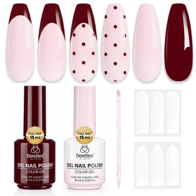 beetles Gel Polish French Manicure Kit with blush pink and burgundy gel bottles