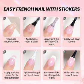 beetles Gel Polish French Tip Gel Polish Set with close-up of nail stickers