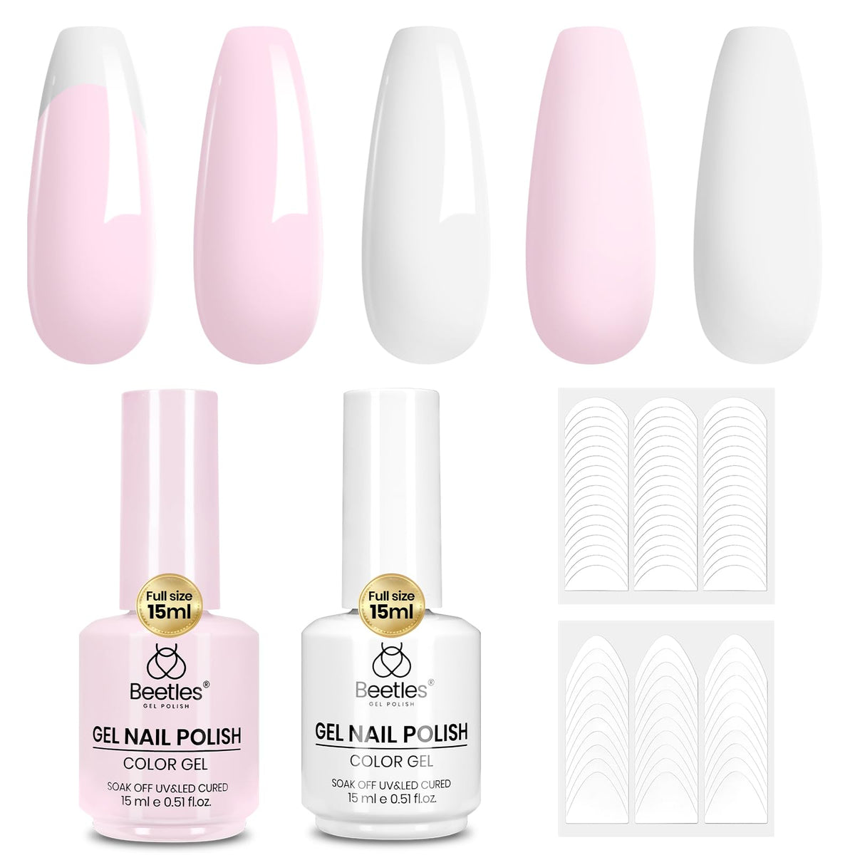 beetles Gel Polish French Tip Gel Polish Set with nude pink and white polish