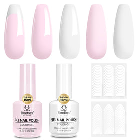 beetles Gel Polish French Tip Gel Polish Set with nude pink and white polish