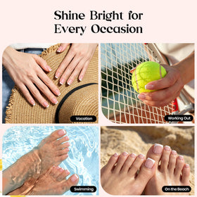 beetles Gel Polish French Tip Nails arranged by size