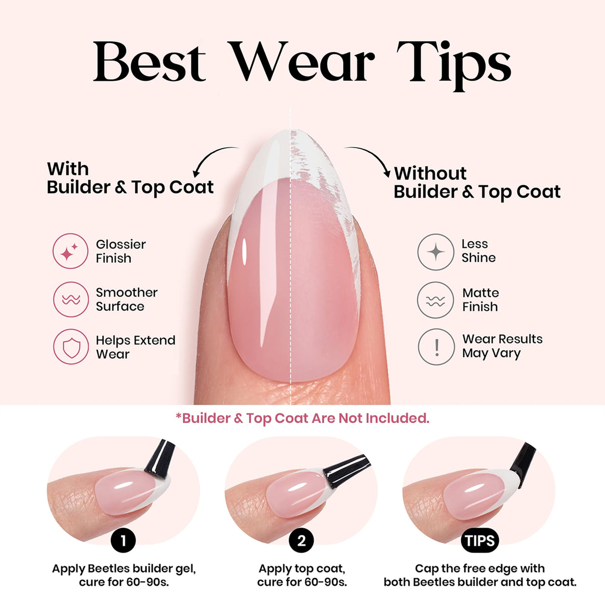 beetles Gel Polish French Tip Toenails in soft pink colour