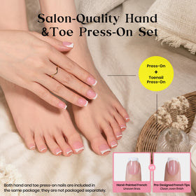 beetles Gel Polish French Tip Toenails set displayed with various sizes