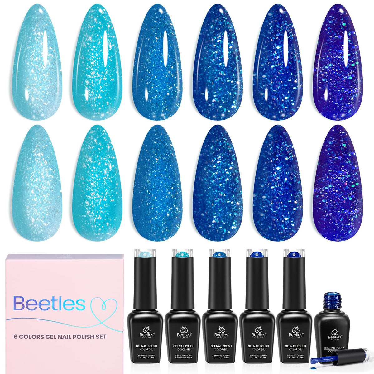 beetles Gel Polish Glacier Diamond Blue Gel Nail Polish Set front view