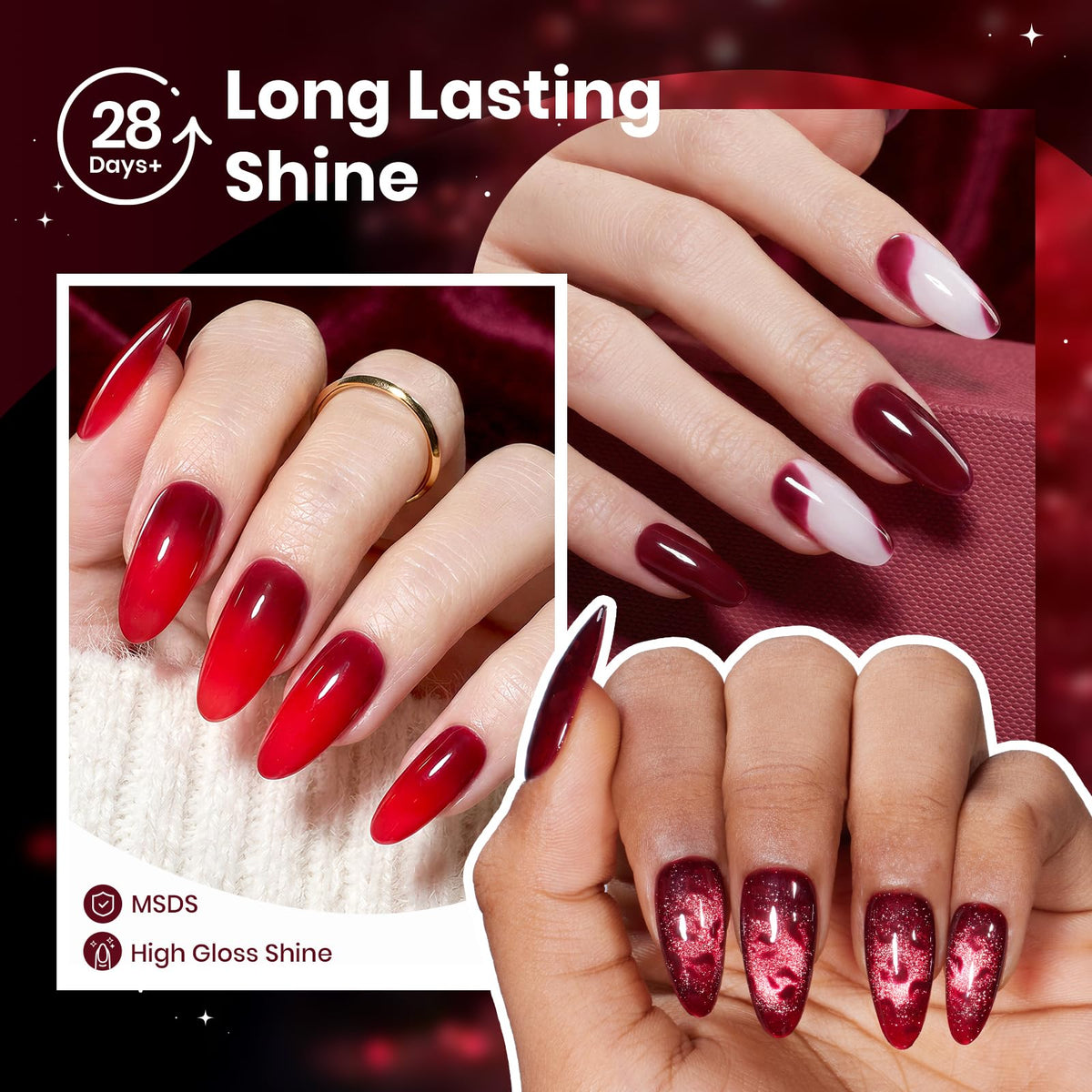 beetles Gel Polish glitter burgundy gel polish bottle