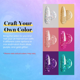 beetles Gel Polish Glitter Gel Set application process with UV lamp