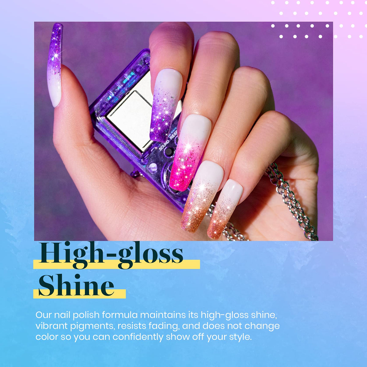 beetles Gel Polish Glitter Gel Set swatches on nails