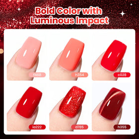 beetles Gel Polish glossy crimson shade application