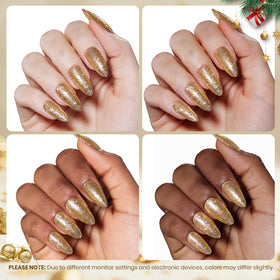 beetles Gel Polish Gold Glitter Gel Nail Polish applied on nails
