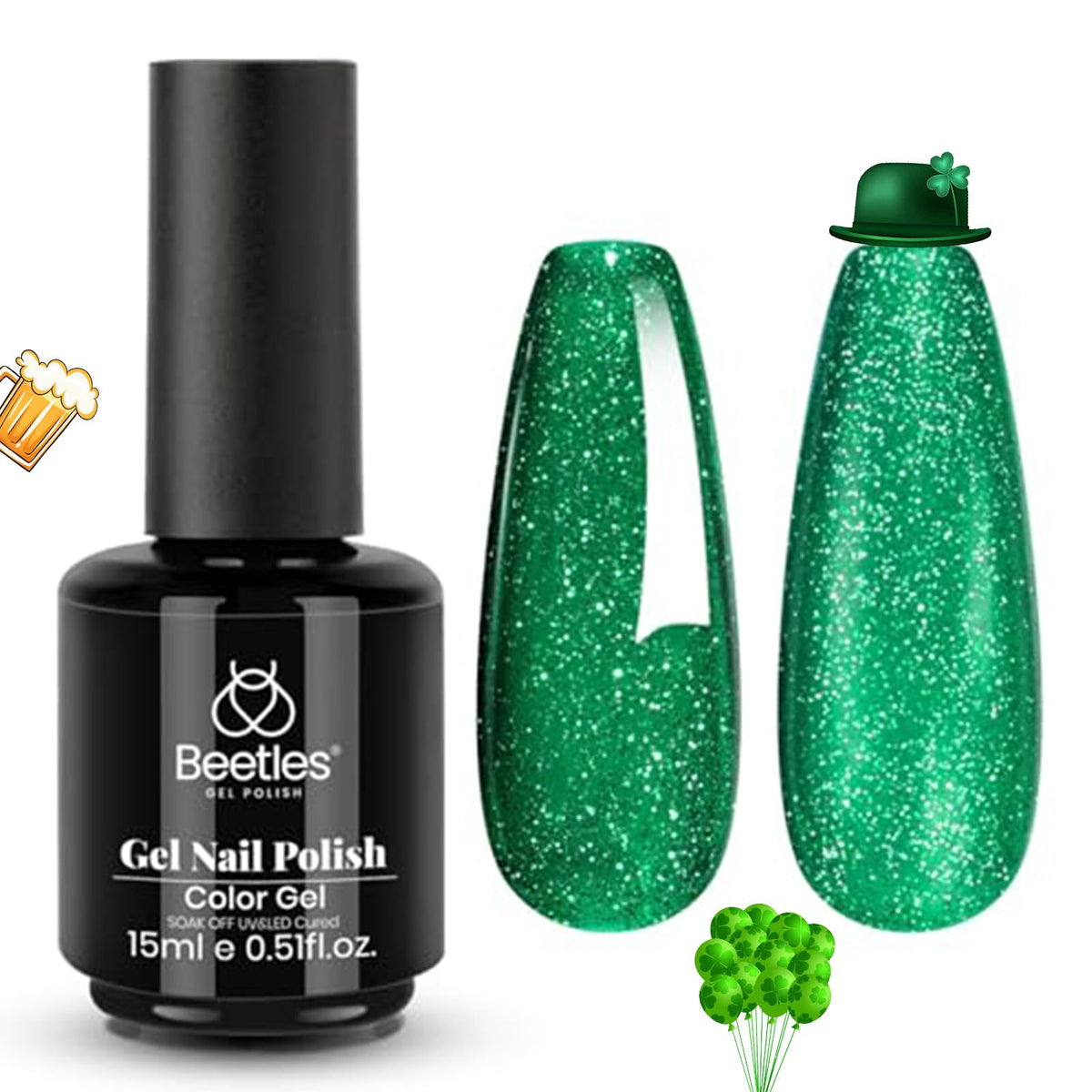 beetles Gel Polish Green Gel Nail Polish 15ML with other nail accessories
