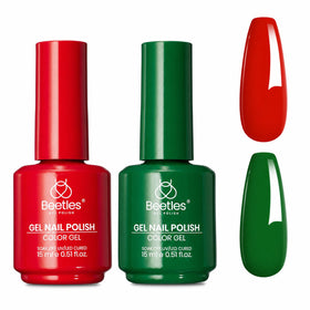 beetles Gel Polish Green Red Gel Polish Set front view with two bottles