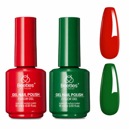 beetles Gel Polish Green Red Gel Polish Set front view with two bottles