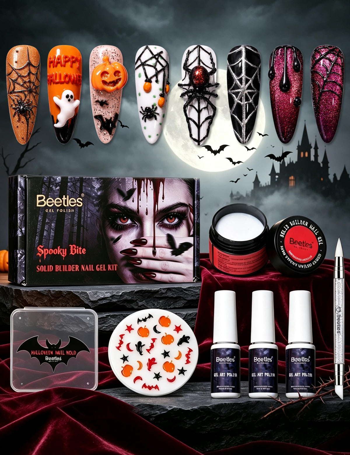 beetles Gel Polish Halloween 3D Nail Art Kit packaging