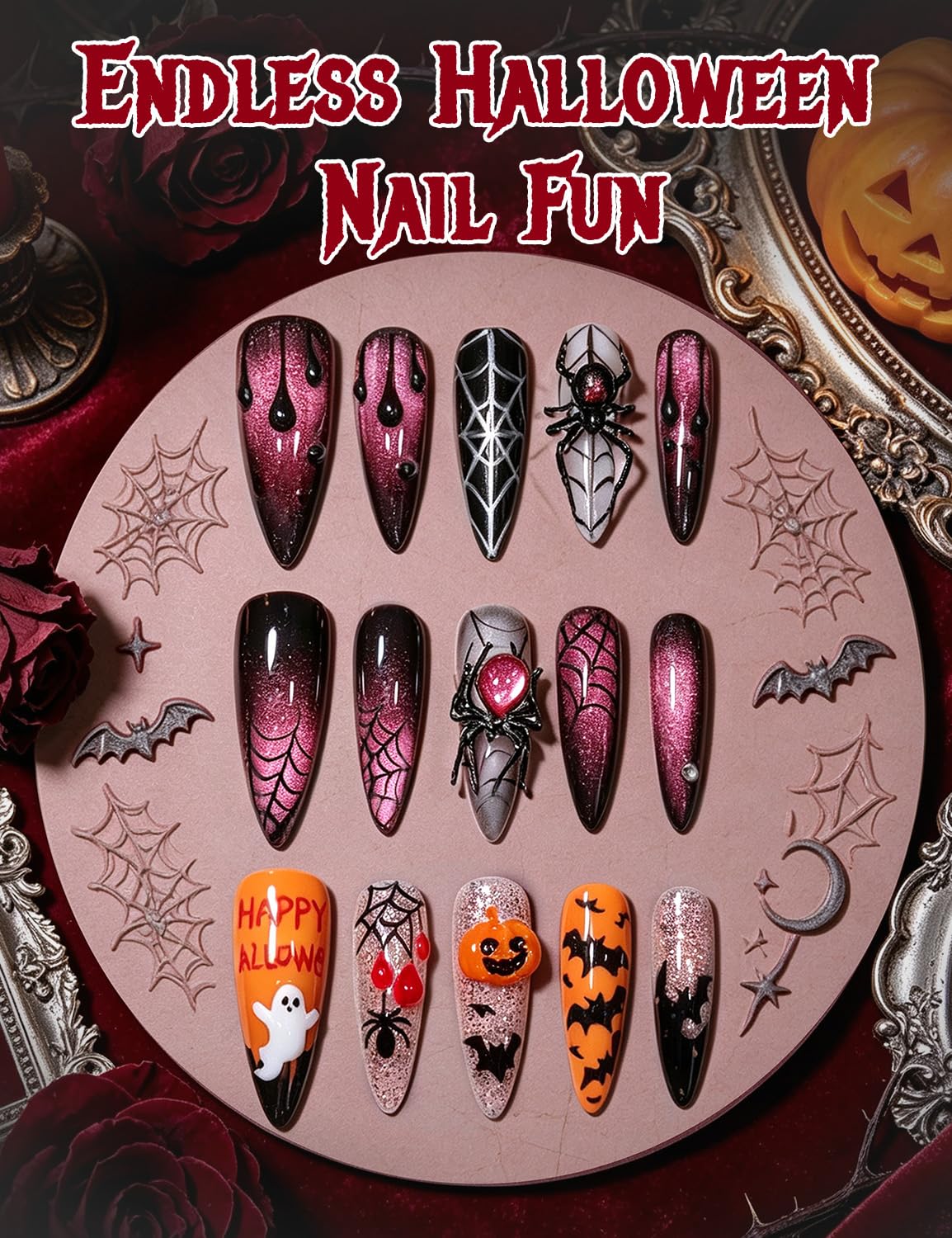 beetles Gel Polish Halloween Gel Art Polish colours: Black, Orange, Red