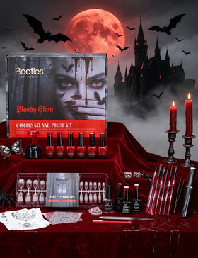 beetles Gel Polish Halloween Gel Nail Polish Kit front view with mini UV light