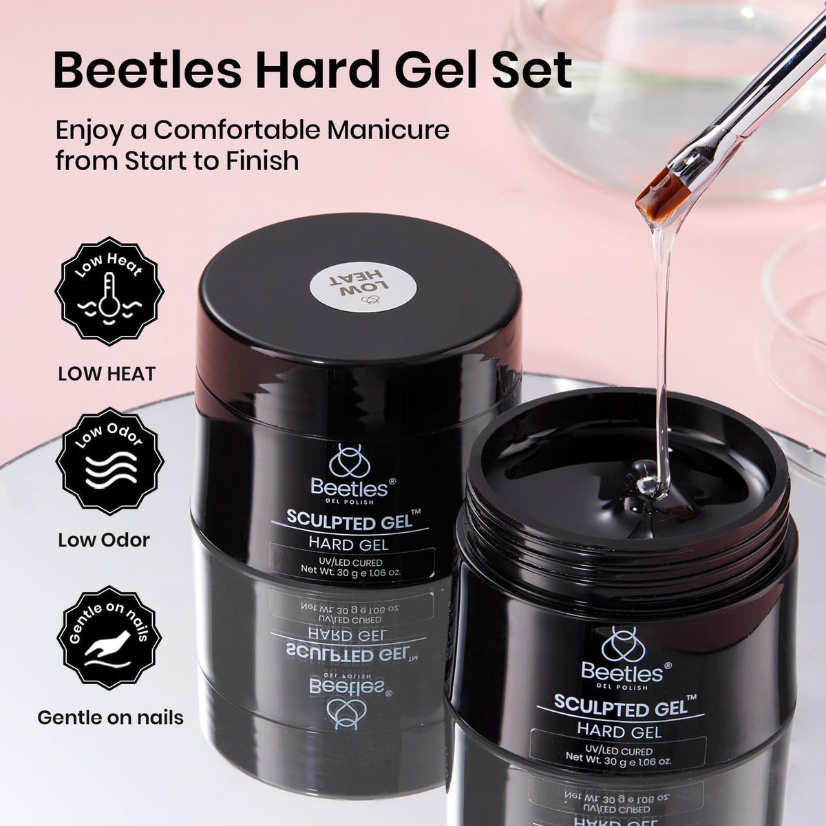 beetles Gel Polish Hard Gel Kit Mint Sheer texture close-up
