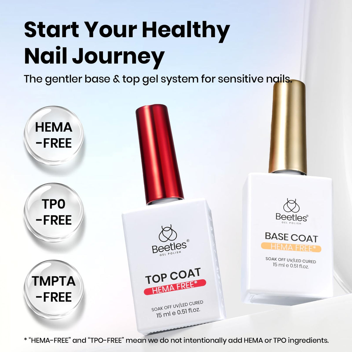 beetles Gel Polish Hema-Free Gel Base Coat 15ml front view
