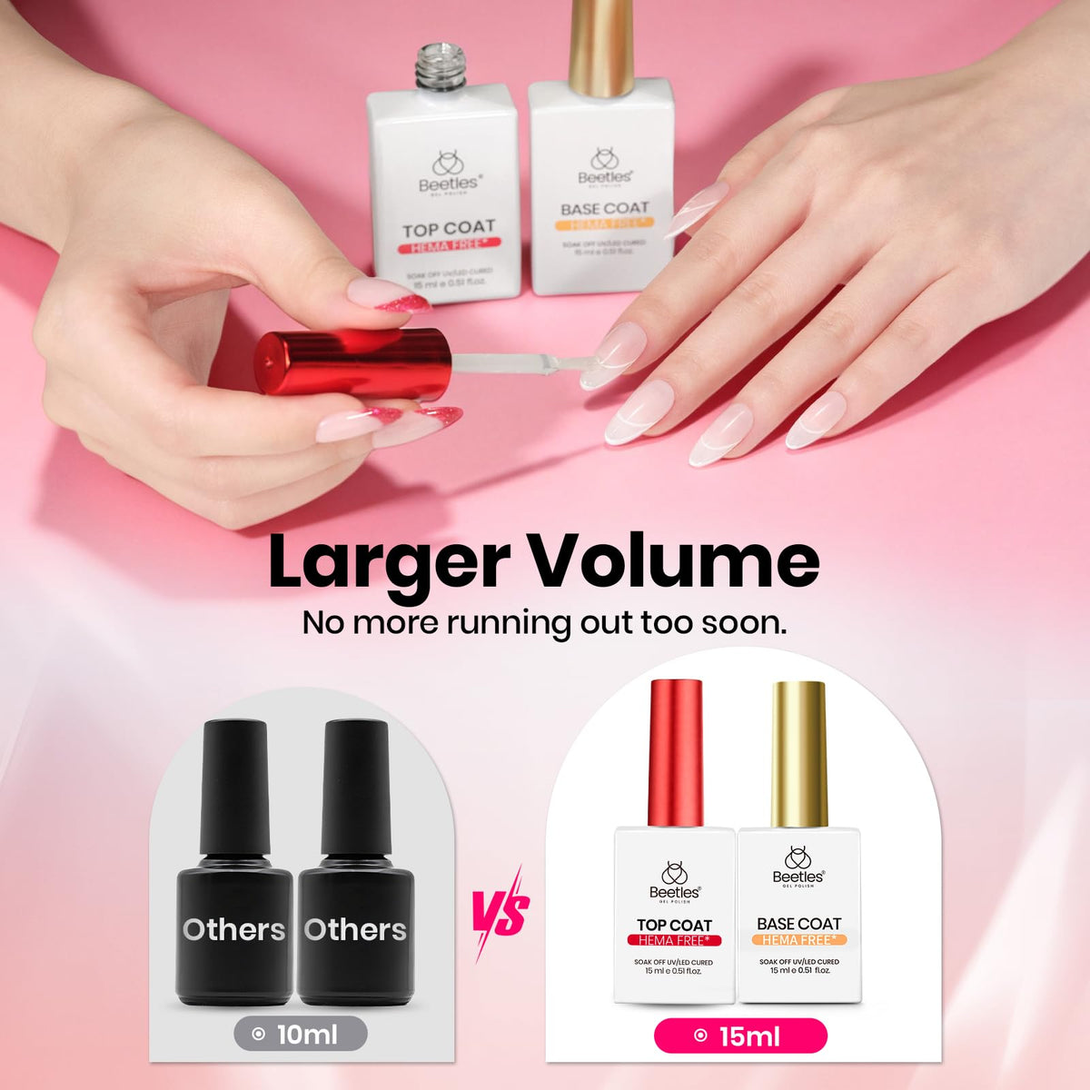 beetles Gel Polish Hema-Free Gel Base Coat and Top Coat side view