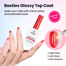 beetles Gel Polish Hema-Free Gel Top Coat application on nails